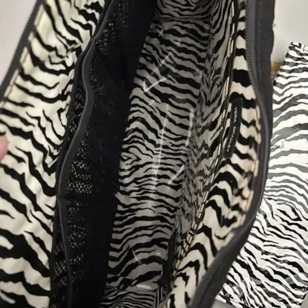 Vera Bradley Black Diaper Bag With Zebra Striped Lining